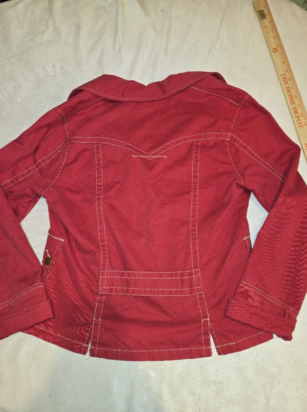 Roper Red Women's Blazer with Contrast Stitching Buttons Large